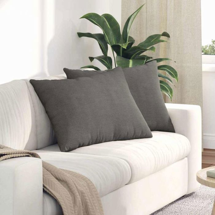 Coussin de canapé - VIDAXL - 70 x 50 x 20 cm - Lot 2 - Velours côtelé gris clair - Housse déhoussable