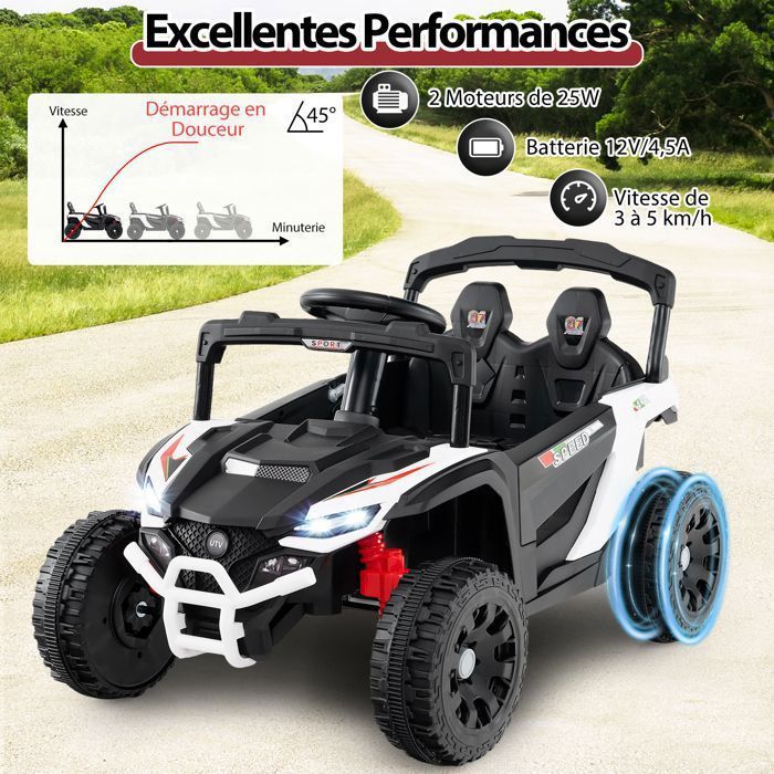 DREAMADE 12V Electric Ride-On Car for Kids with Remote Control, Off-Road Electric Car, with Steering Wheel and Pedals, White