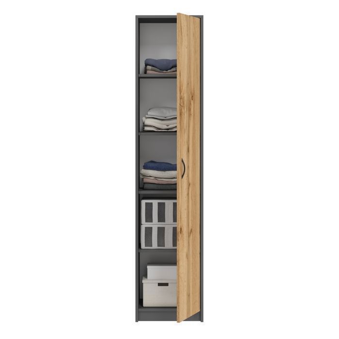 Mobile contenitore a 1 anta - 40x35x180 cm - Mobile per ufficio/camera da letto a 4 ripiani - Unità di stoccaggio multiuso - Wotan
