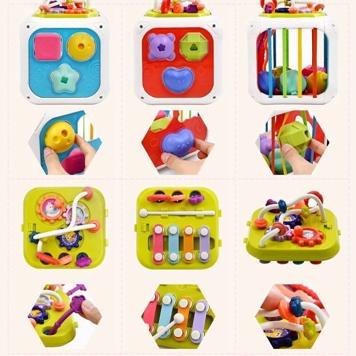 Jouet Montessori 7 en 1 pour Bébé 6-36 Mois, Cube d'Activité Éducatif pour Fille et Garçon, Cadeau Anniversaire Noël