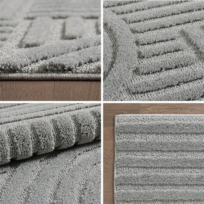 Tapis - SIMPEX - 3D - Doux - Moelleux - 160 x 230 cm - Argent - Scandinave