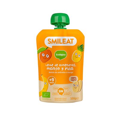 Smileat ekologiškas migdolų ir mangų gėrimas, 9 vnt., vaisių tyrės pakelis, 100 g, 100 g