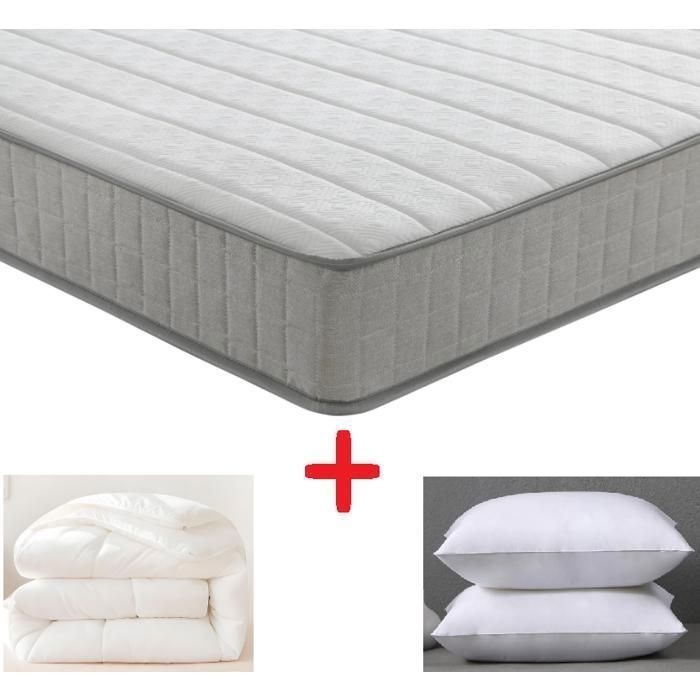 Juego de colchón, edredón y almohada de 140x200 cm - Espuma viscoelástica - 20 cm - Firme - Hipoalergénico - Tamaño doble
