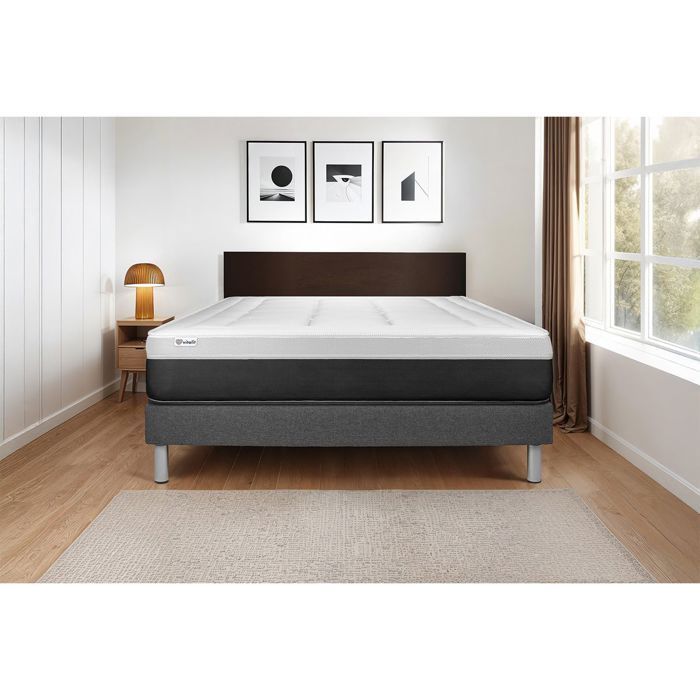Conjunto de colchón y base de cama de 140x200 cm - Base de cama gris (requiere montaje) - Vital Form Gris