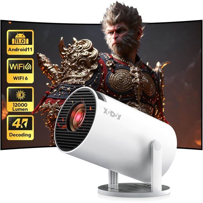 Mini Vidéoprojecteur[2025 Mis À Niveau Et Android 11.0] Native 720P Hd, Prend En Charge 4K 1080P, Gimbal 3 New Projecteur P[XV79]