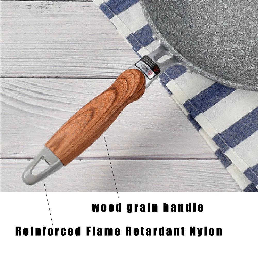 Wok en pierre durable, poêle antiadhésive en céramique, compatible induction, pour la cuisson des steaks et des plaques de cuisson à gaz, ensemble de cuisine
