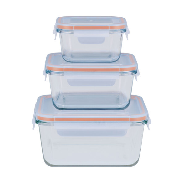 Set de recipiente din sticlă pentru depozitarea alimentelor, portocaliu