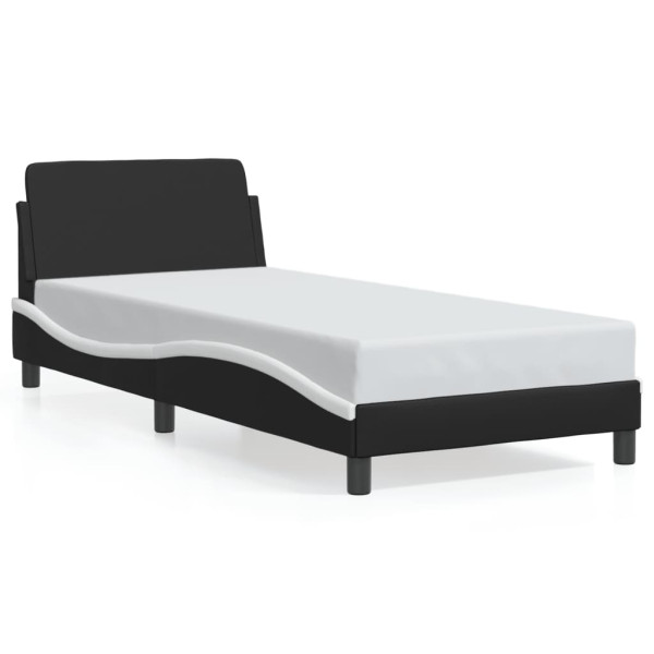 Łóżko tapicerowane rama łóżka ze stelażem czarne skóra sztuczna 90x200cm
