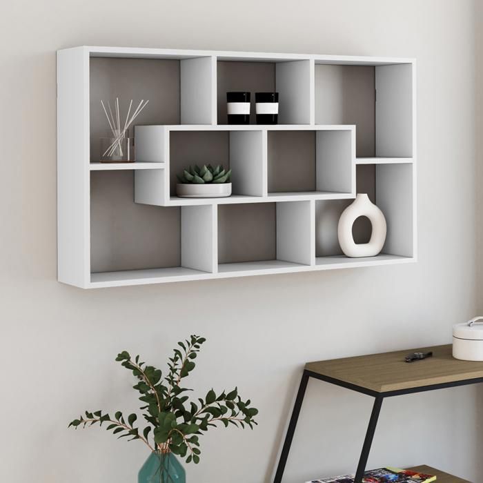 IDMARKET COLETTE vægreol med 8 rum, hvid