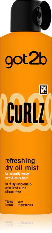 got2b Curlz Spray de Óleo Seco Refrescante para cabelos cacheados e ondulados