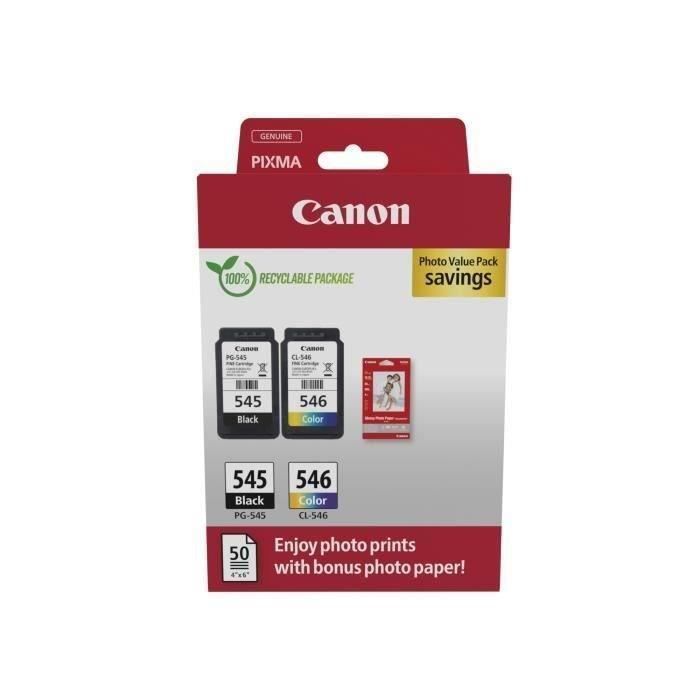 2-pack of ink cartridges + photo paper pack - CANON - PG-545 Black + CL-546 Color