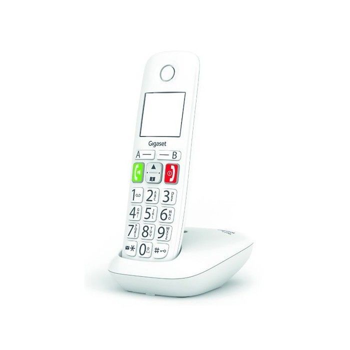 Teléfono inalámbrico GIGASET E290 blanco - Pantalla y teclas grandes - Modo de mejora de audio - Agenda telefónica para 150 contactos