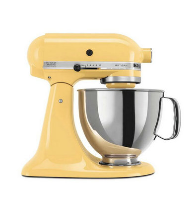 Mikser stojący Artisan Majestic Yellow o pojemności 5 qt. i 10 prędkościach z płaskim mieszadłem, trzepaczką i hakiem do ciasta