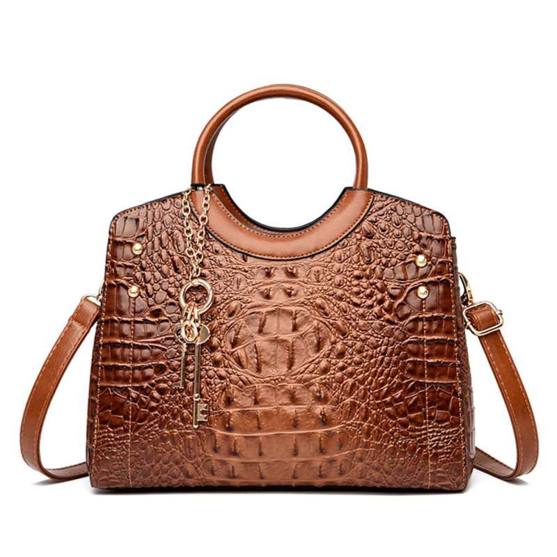 Sac à main femme en cuir PU de haute qualité, motif crocodile, sac bandoulière à franges