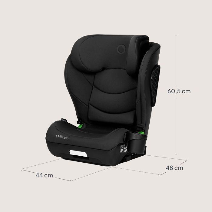 Silla de coche LIONELO Neal i-Size 100-150cm - ISOFIX - Portavasos - Asiento ancho - Reclinable - Grupo 2/3 - Negra