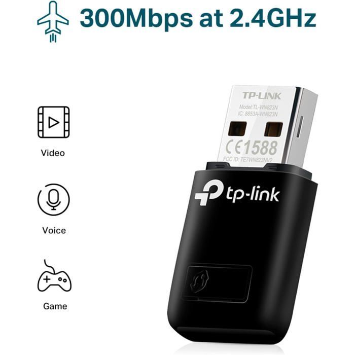 Powerful N300 Mbps WiFi key, mini USB WiFi adapter, WiFi dongle, WPS button, compatible with Windows 11/10/8.1/8/7/XP