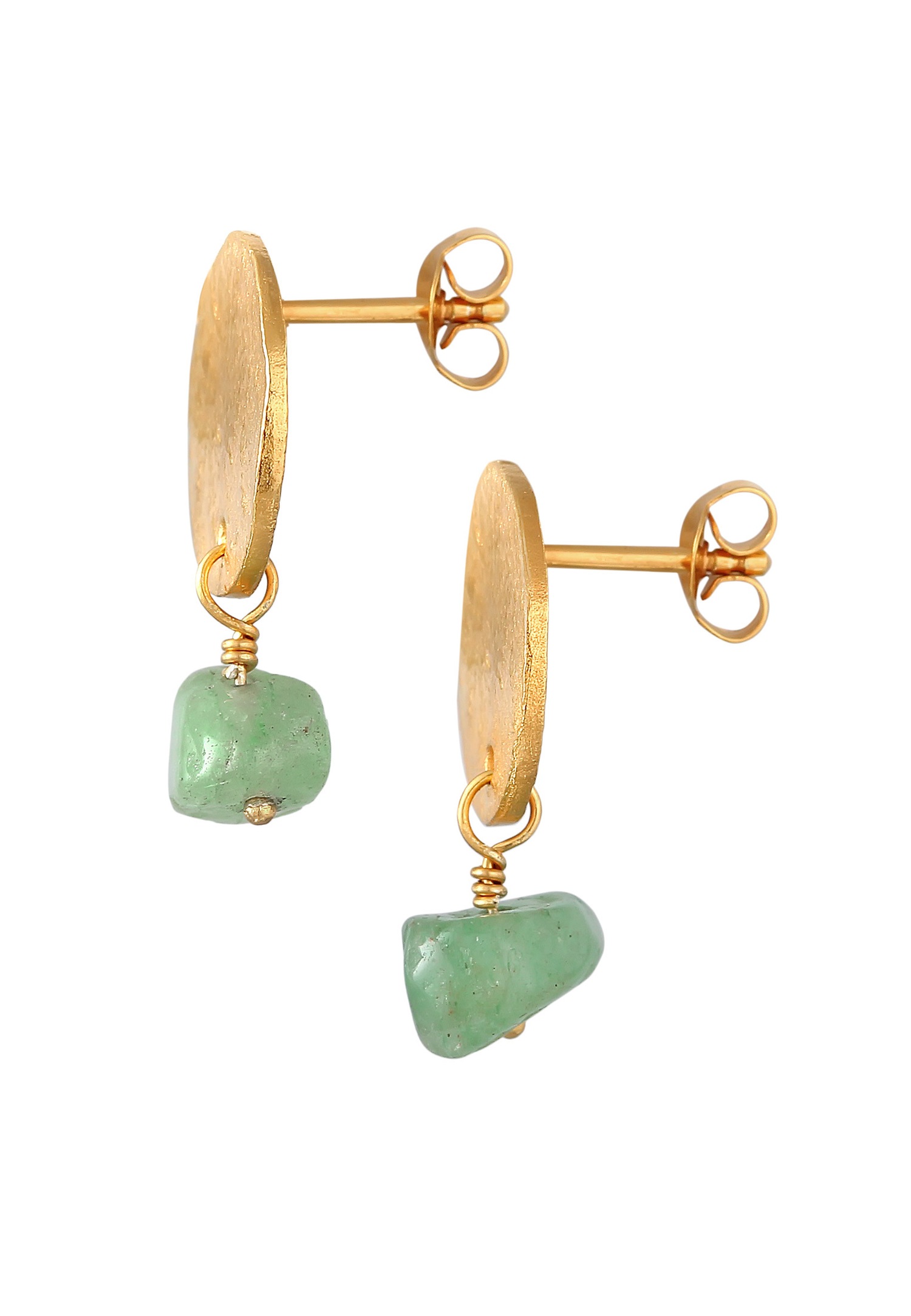 Elli PREMIUM Elli PREMIUM Boucles d'oreilles Femmes Pendentif plaquette Vintage Martelé avec Aventurine en argent sterling 925 plaqué or