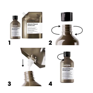 L'Oréal Professionnel Absolut Repair Molecular Serie Expert šampūnas papildantis, drėkinantis ir maitinantis, 500 ml