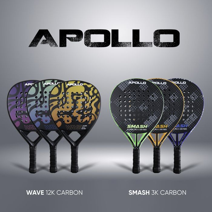 Apollo 12K Wave Orange Padel Racket – Carbon padel racket for women and men, beginners and experienced players
