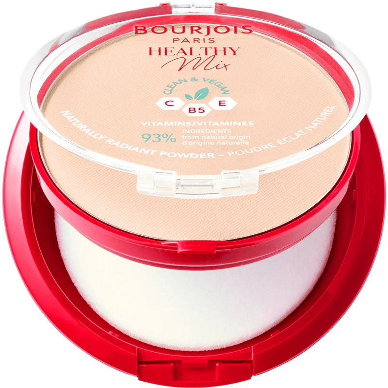Zmatňujúci púder Bourjois Healthy Mix, ktorý dodáva pleti žiarivý vzhľad