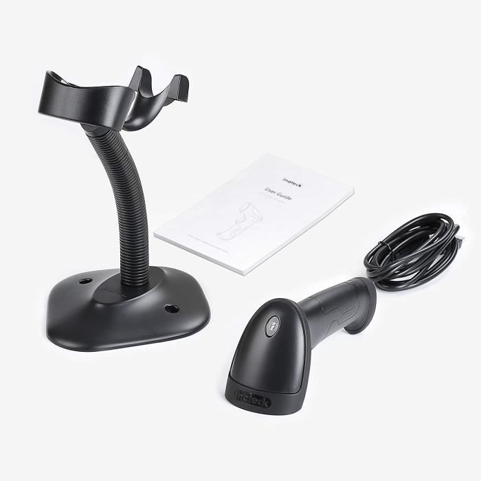 Lecteur de Code-Barres USB - INATECK - BCST-33 - Plug & Play - Support Inclus - Noir