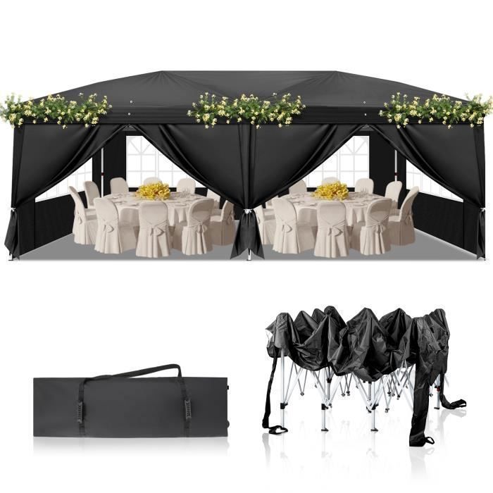3x6m Gazebo, Waterproof Folding Gazebo - Professional Garden Tent, Pop-Up Marquee for Parties - Black