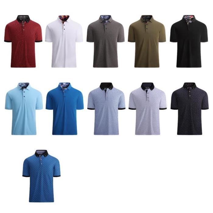 Men's Polo Shirt - Elegant - Printed - Short Sleeves - Polo Collar - US Size - Black