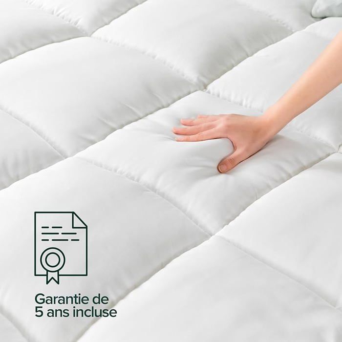 Cubrecolchón de espuma viscoelástica de 140x190 cm, fibras de bambú, 5 cm de grosor - para cama doble, multicolor.