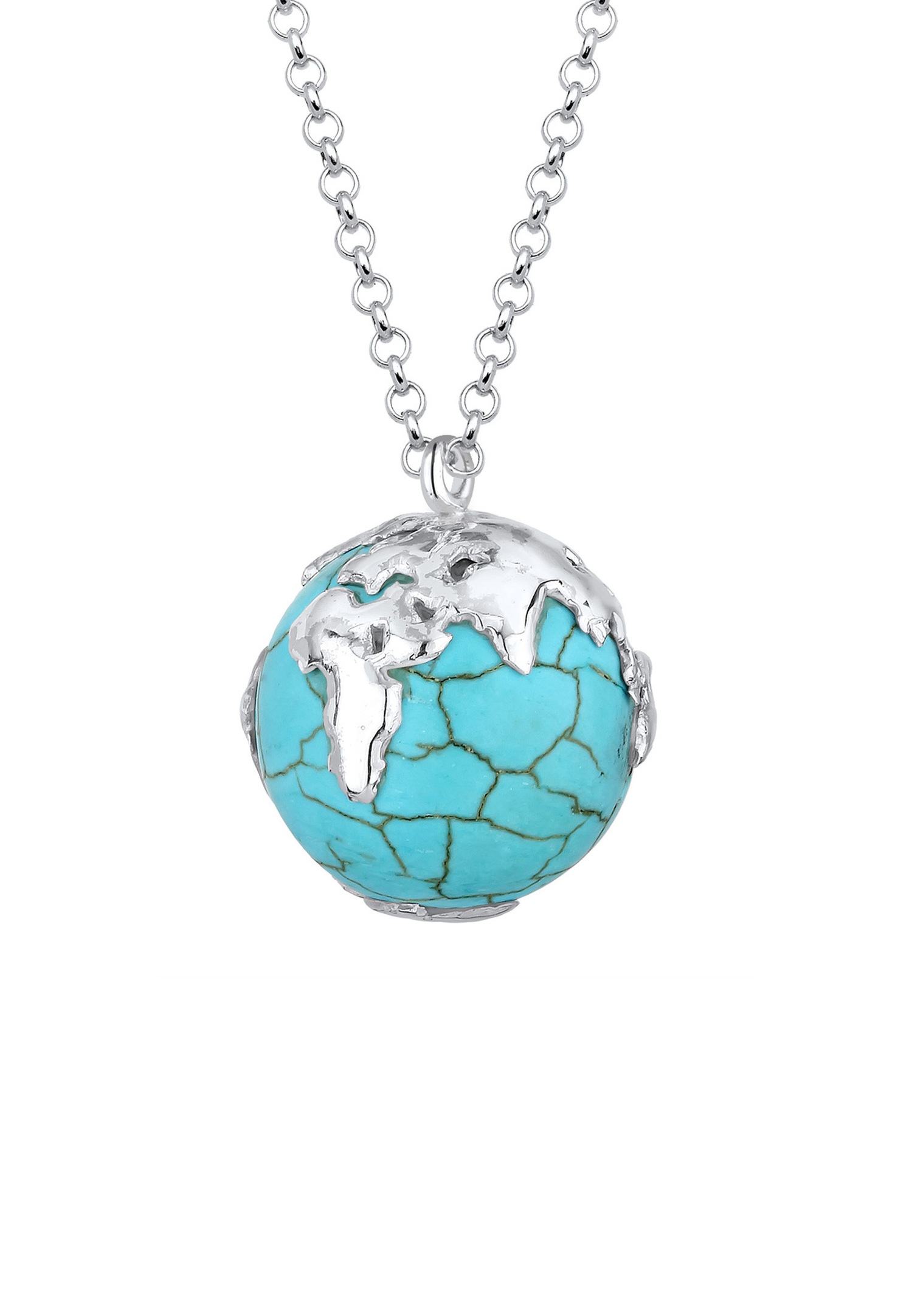 Elli Femme Pendentif Globe Terrestre Howlite en Argent Sterling 925