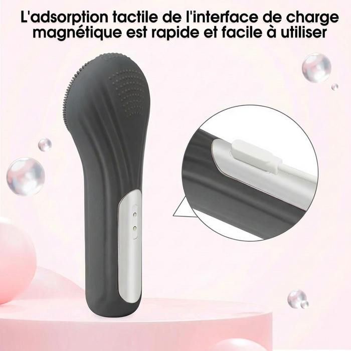 Brosse nettoyante visage électrique, adaptée aux hommes et aux femmes, nettoyage rapide, exfoliation, rechargeable par USB - Noir
