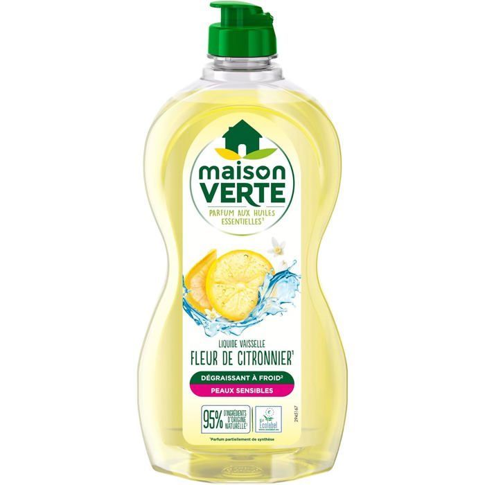Detergente líquido para lavavajillas - Maison Verte - Paquete de 6 - Eucalipto y té verde - Flor de limón - Tomillo y albahaca