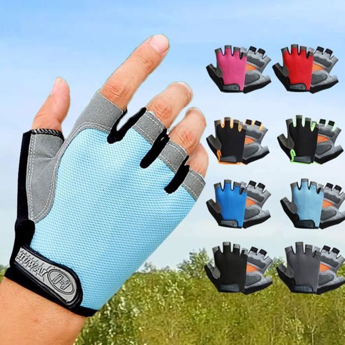 Zomerfietshandschoenen, reflecterende handschoenen met halve vingers voor mannen en vrouwen, voor mountainbiken, wandelen en motorrijden, XH480 Zwart 8