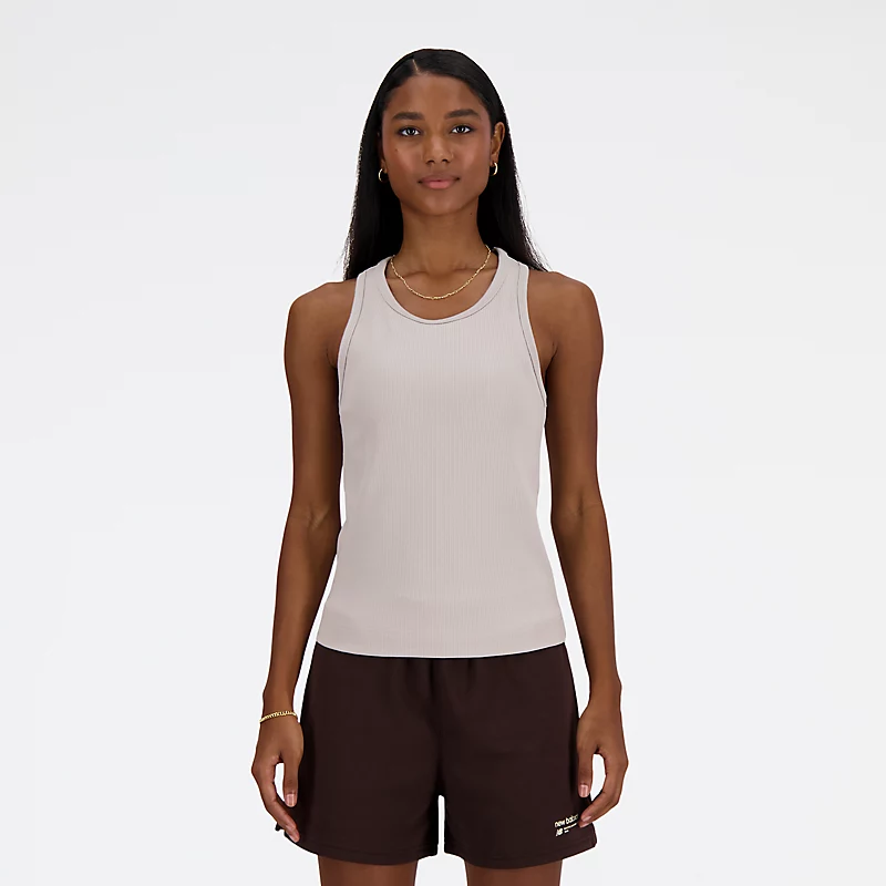 Top feminino Linear Heritage em malha canelada com costas nadador - MOONROCK