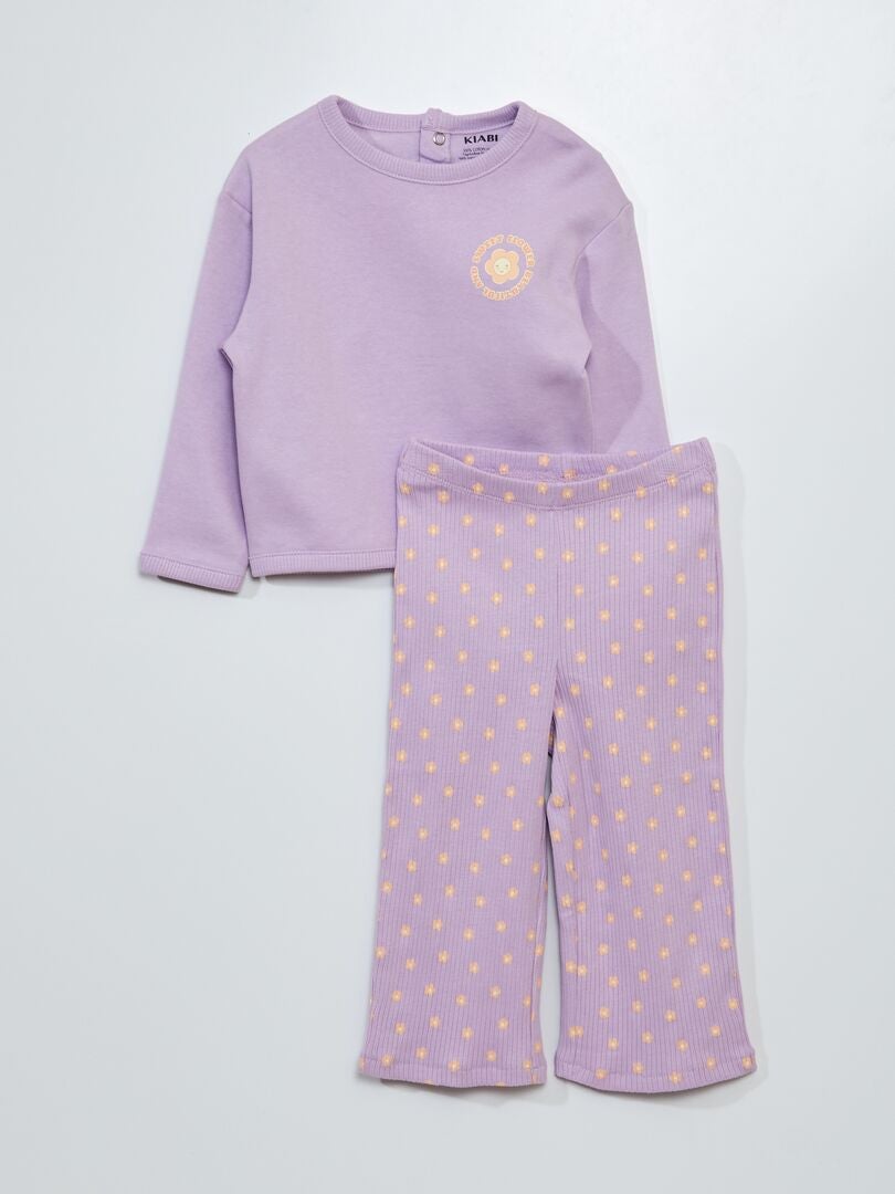 Todelt pyjamassæt med sweatshirt og leggings - LILLA