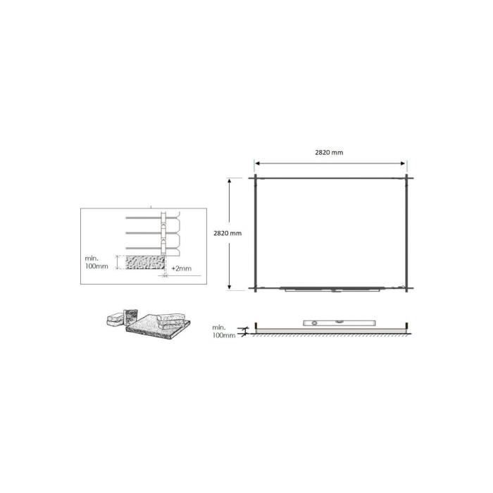 Puinen puutarhavaja - 9m² - 3x3m - 28mm paksuus - Väri: luonnollinen - ALTANKA