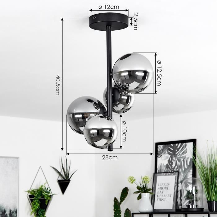 Luminária de teto - HOFSTEIN - Isorella - Metal/Vidro - Preto/Cromo - Vintage - 4 x LED G9