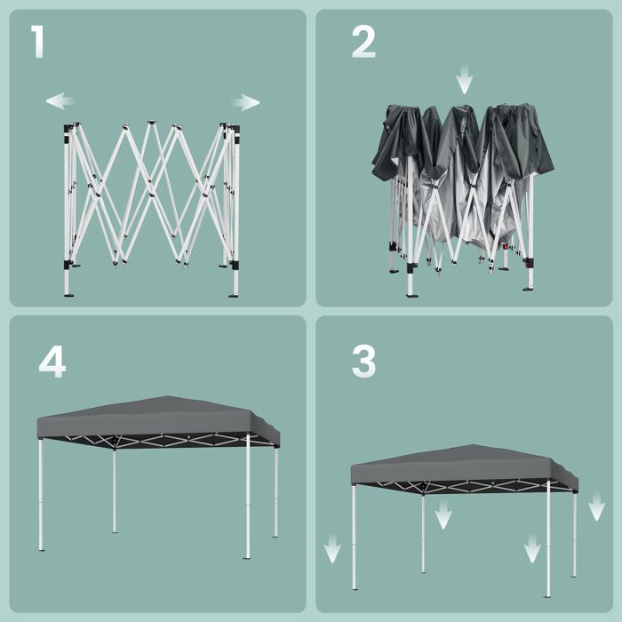 Tonnelle Pliant 3 x 3 m, Protection Solaire, Tente de Jardin, Portable, Usage Extérieur, Gris