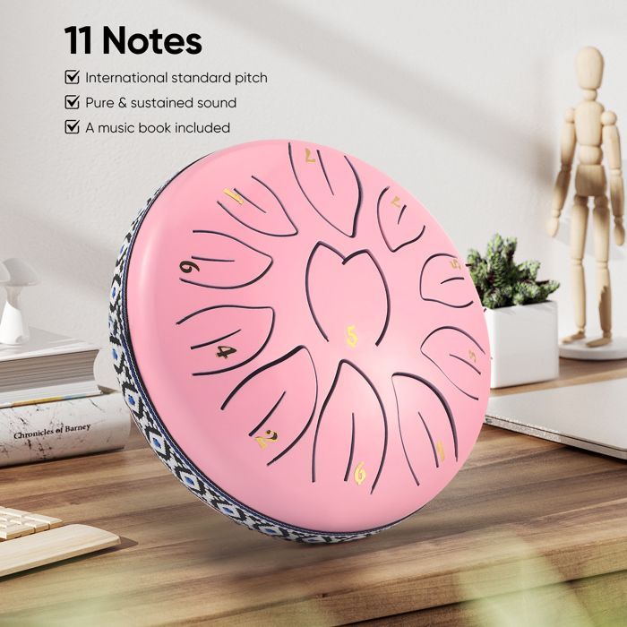 Tambor de lengüetas, handpan de 15 cm (6 pulgadas), 11 tonos, clave de Do, instrumento musical de percusión para niños, incluye bolsa.