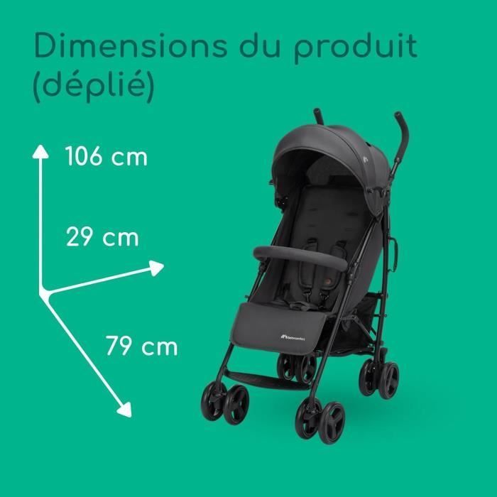 BEBECONFORT DUSK Compact Stroller, 1st Age, Ultra-Compact, Easy Fold, Birth to 4 Years, Up to 22 kg MINERAL GRAPHITE