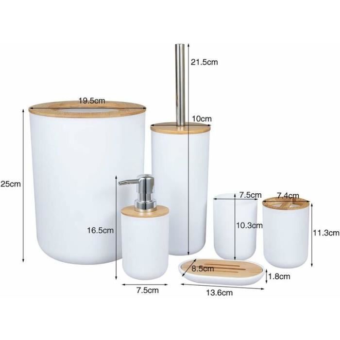 Set di accessori da bagno - YYV - 6 pezzi - Ecologico - Nero - Bambù naturale