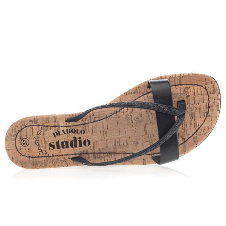 Női fekete flip-flop papucsok / tanga szandálok