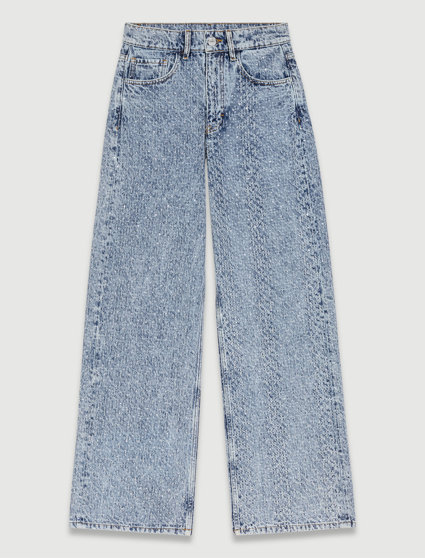Jeans met wijde pijpen en glitter - Blauw