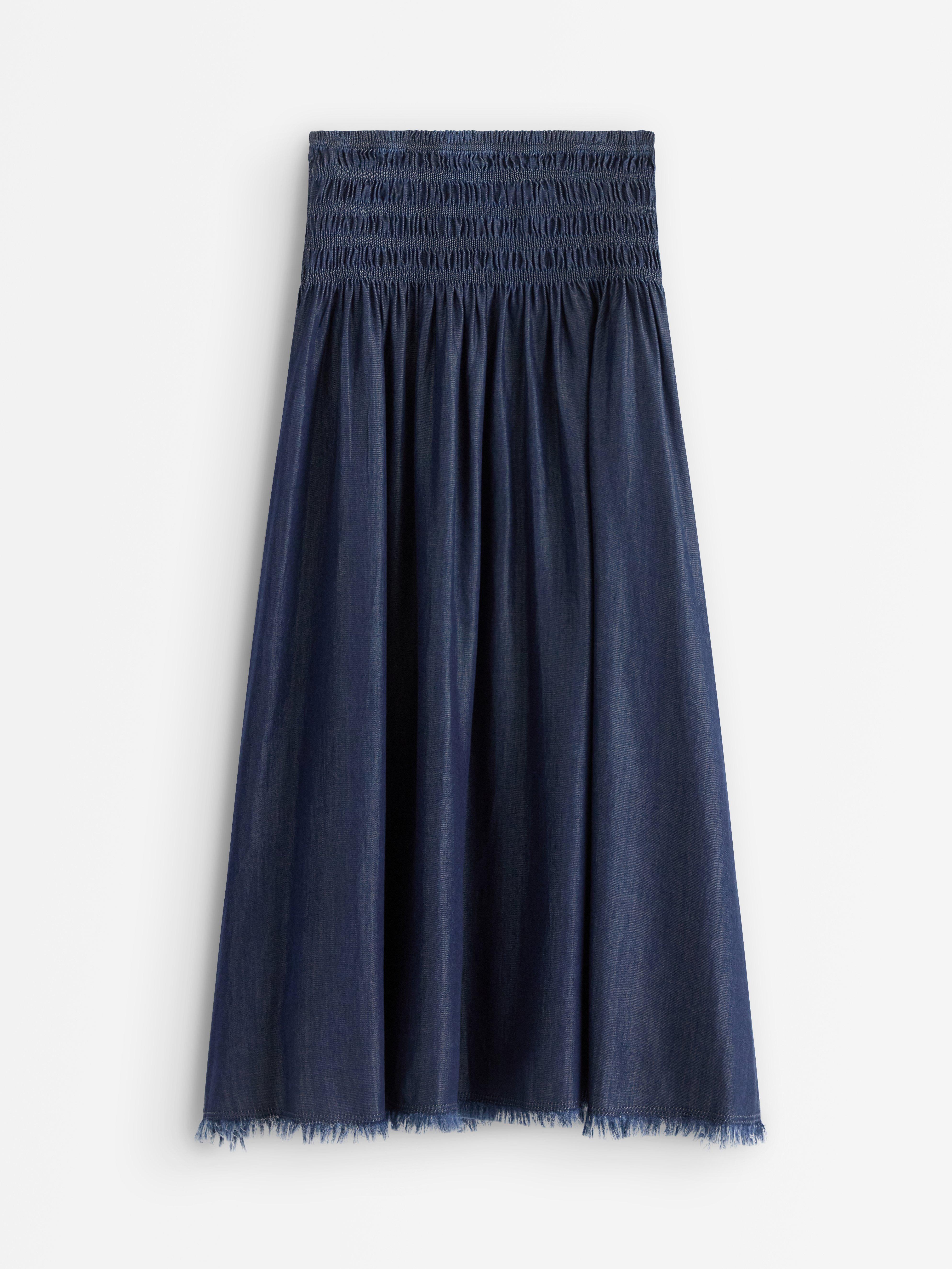 Midiskjørt med denim-look Mørk denim