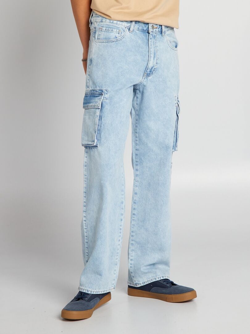Spijkerbroek met wijde pijpen en zakken - BLAUW