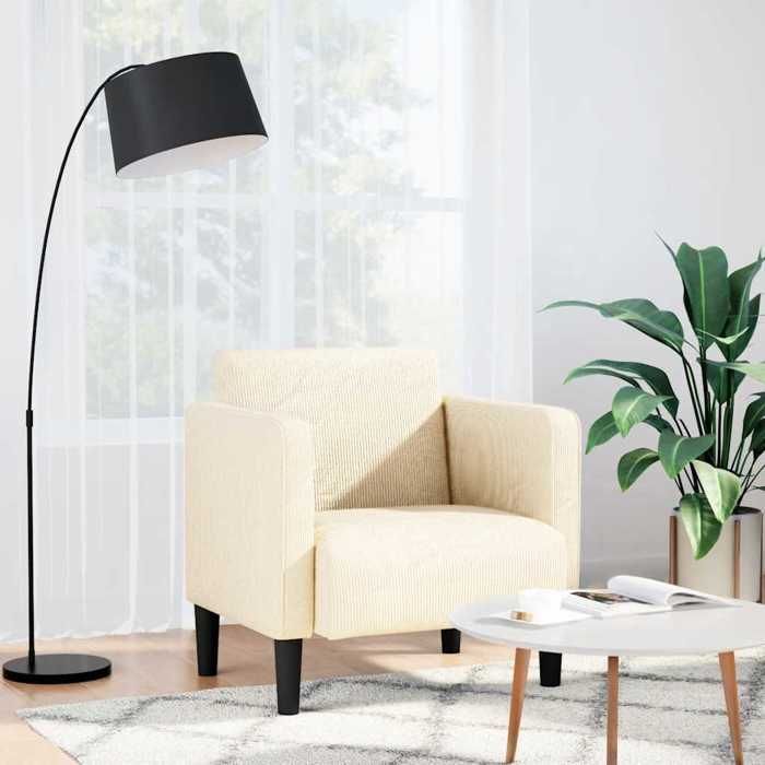 vidaXL Sessel/Sofa, cremefarben, 54 cm, Cordstoff, Einzelsofa, bequemes Sofa, TV-Sessel, Couch, Sitzmöbel 4100517