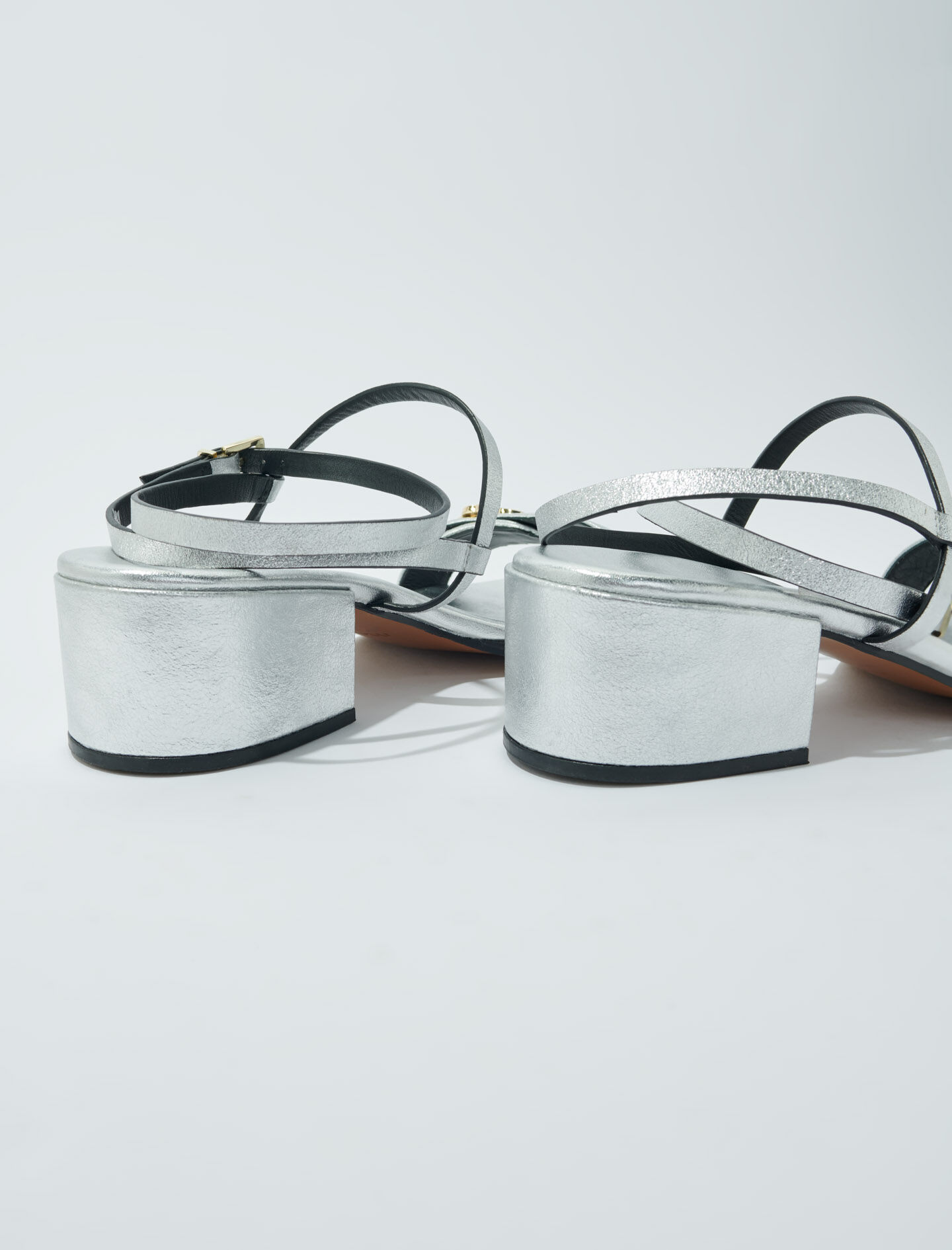 Leren sandalen met bandjes - Zilver