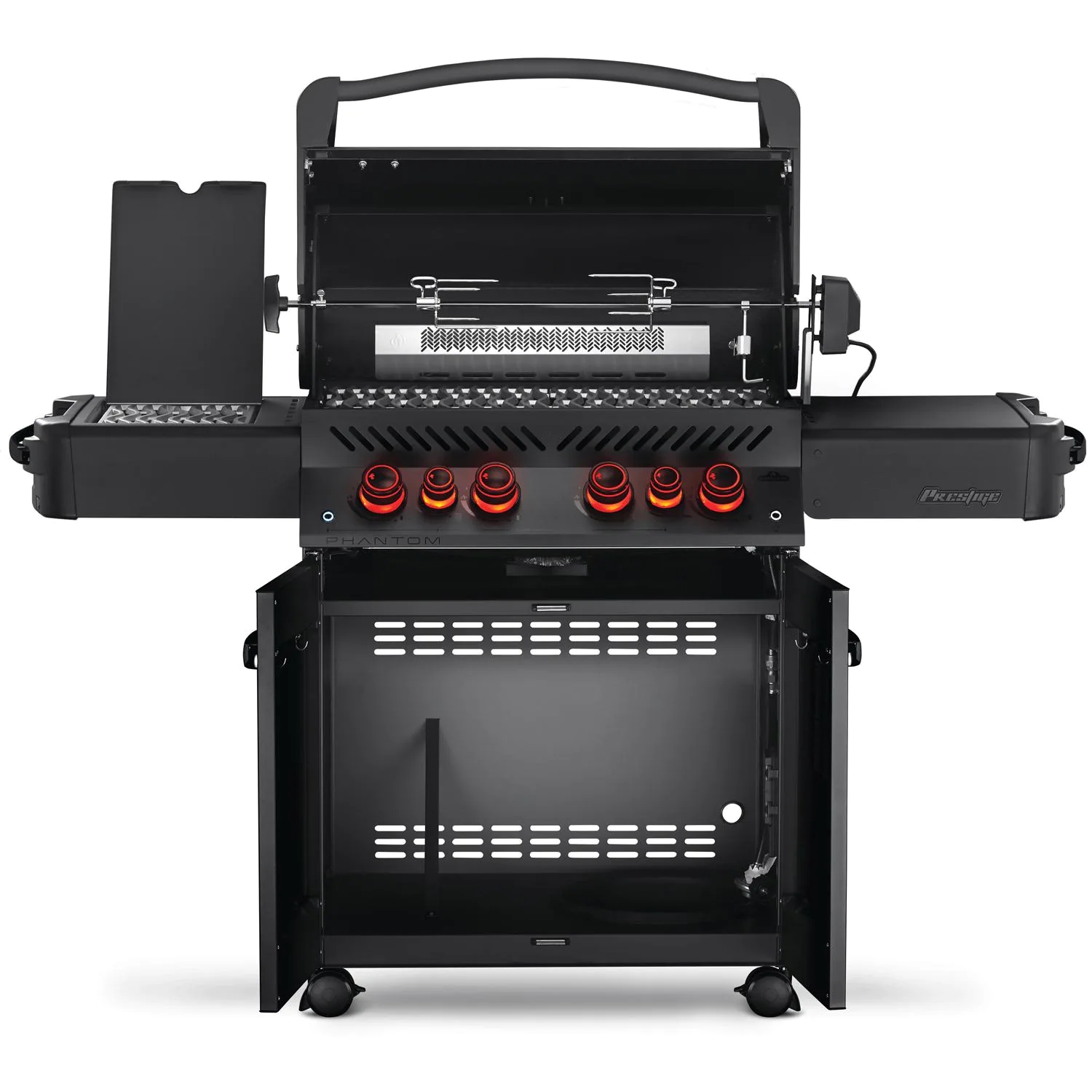 Napoleon Phantom Prestige 500 propangasgrill med infraröd bakre brännare, infraröd sidobrännare och rotisserie-kit - Mattsvart - P500RSIBPMK-3-PHM