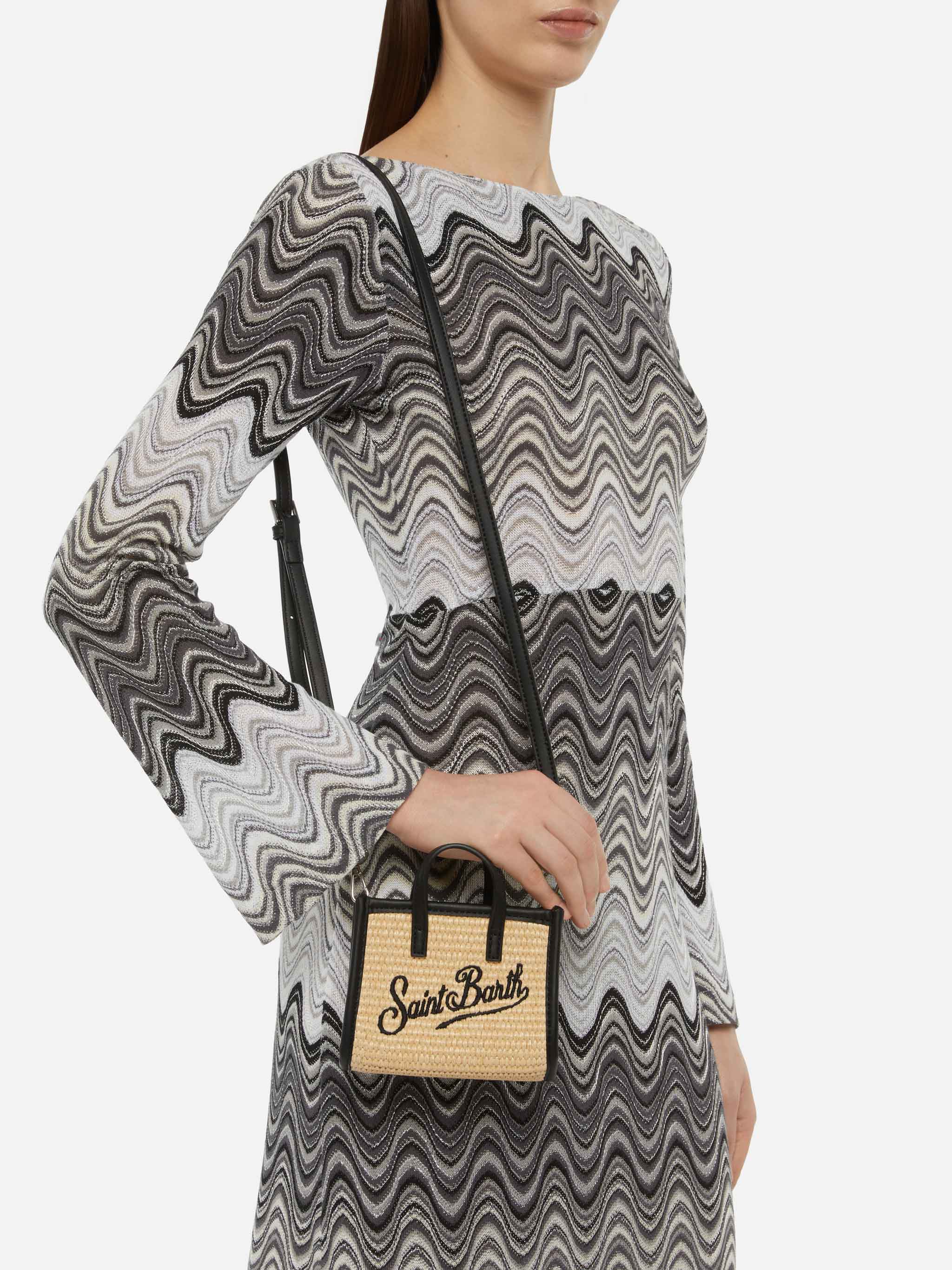 Vivian Micro beige taske med stråeffekt