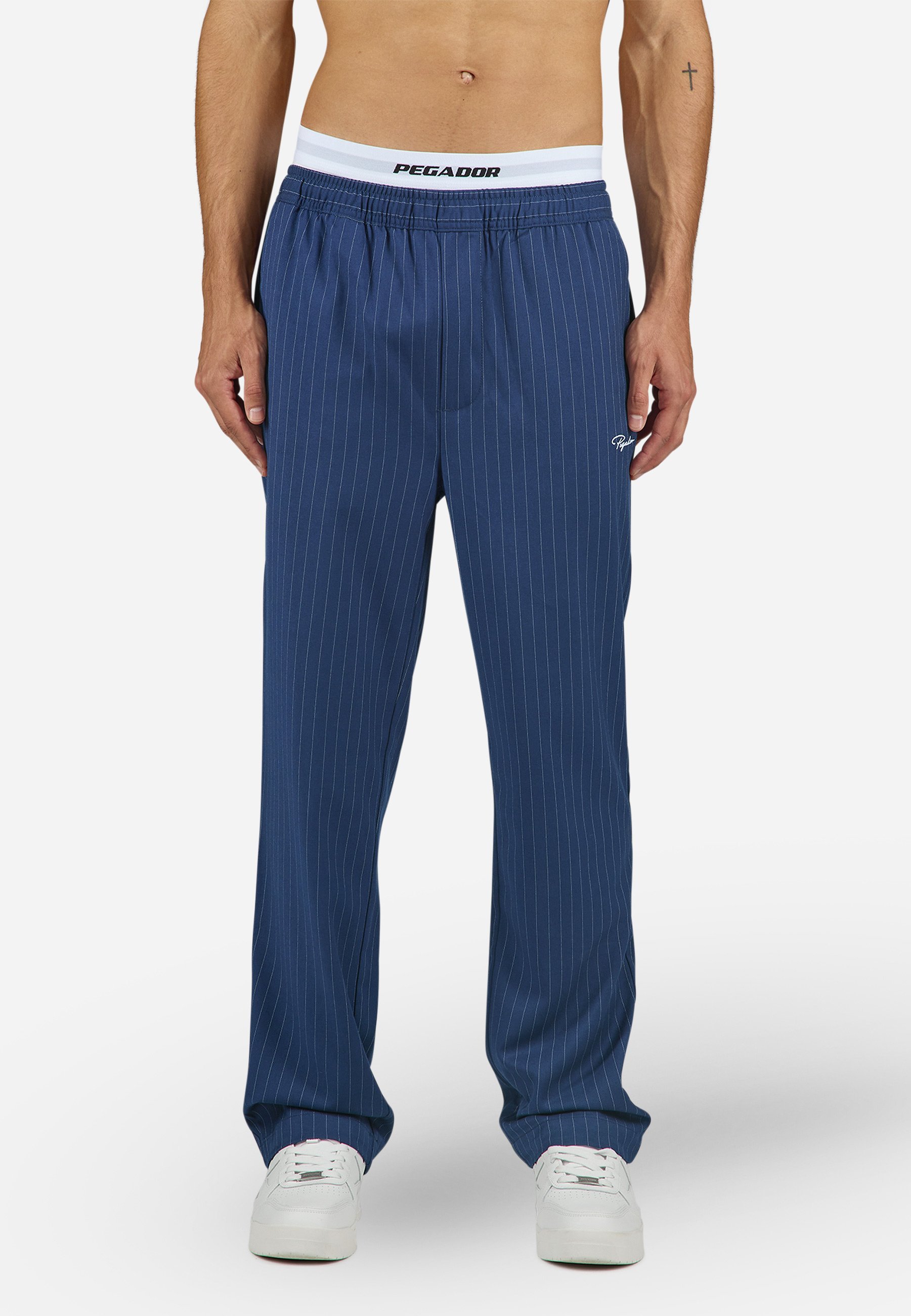 Pegador PIKAL REGULAR SMART PANTS - Püksid - indigo tumesinine/valge