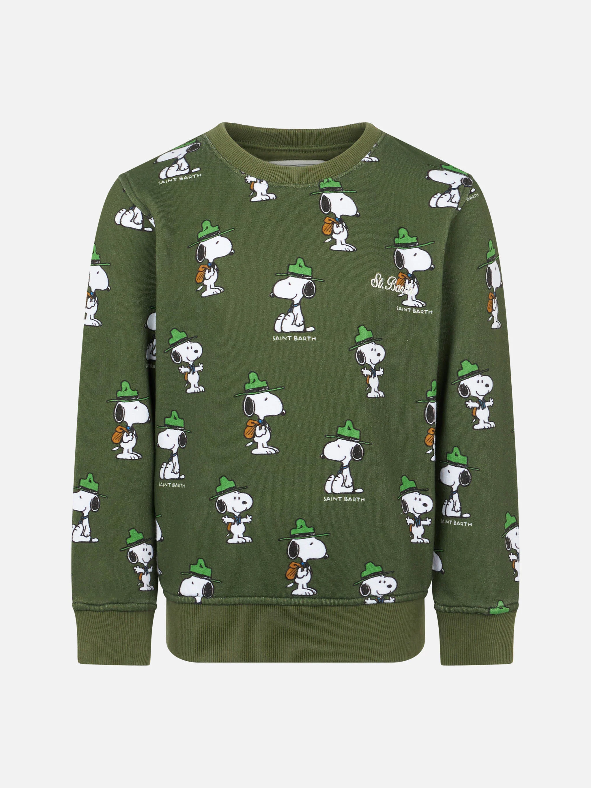 Felpa da bambino girocollo verde con stampa Snoopy | EDIZIONE SPECIALE